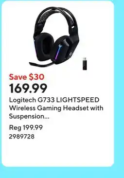 Staples Logitech G733 LIGHTSPEED Wireless Gaming Headset with Suspension Headband offer