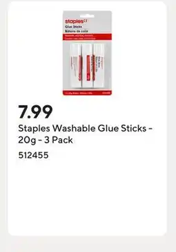 Staples Staples Washable Glue Sticks - 20g - 3 Pack offer