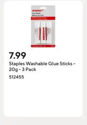 Staples Staples Washable Glue Sticks - 20g - 3 Pack offer