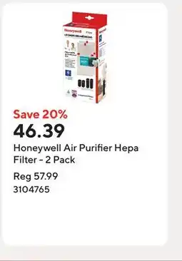Staples Honeywell Air Purifier Hepa Filter - 2 Pack offer