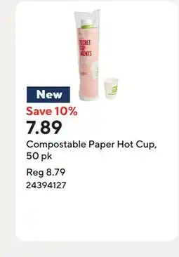 Staples Compostable Paper Hot Cup, 50 pk offer