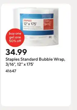 Staples Staples Standard Bubble Wrap, 3/16, 12 x 175' offer
