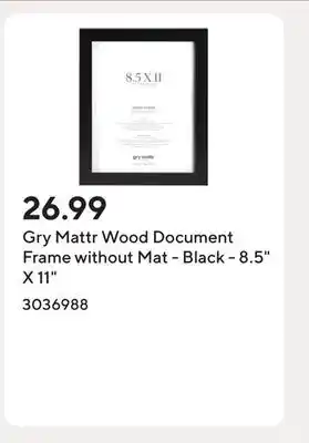 Staples Gry Mattr Wood Document Frame without Mat - Black - 8.5 X 11 offer