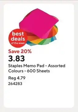 Staples Staples Memo Pad - Assorted Colours - 600 Sheets offer