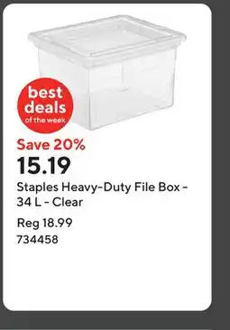 Staples Staples Heavy-Duty File Box - 34 L - Clear offer