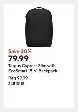 Staples Targus Cypress Slim with EcoSmart 15.6 Backpack offer