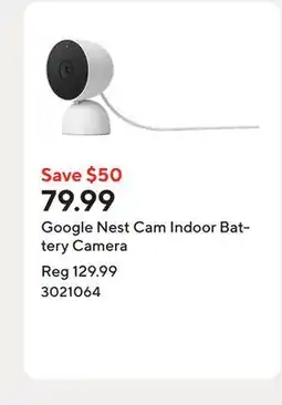 Staples Google Nest Cam Indoor Battery Camera offer