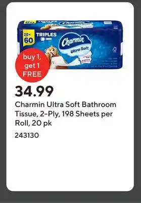 Staples Charmin Ultra Soft Bathroom Tissue, 2-Ply, 198 Sheets per Roll, 20 pk offer