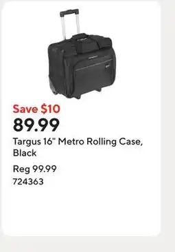 Staples Targus 16 Metro Rolling Case, Black offer