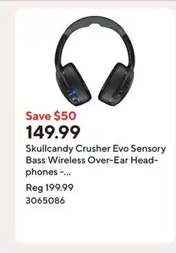 Staples Skullcandy Crusher Evo Sensory Bass Wireless Over-Ear Headphones - True Black offer
