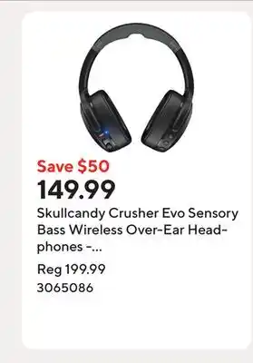 Staples Skullcandy Crusher Evo Sensory Bass Wireless Over-Ear Headphones - True Black offer