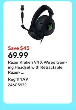 Staples Razer Kraken V4 X Wired Gaming Headset with Retractable Razer- HyperClear Cardioid M offer