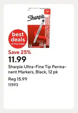 Staples Sharpie Ultra-Fine Tip Permanent Markers, Black, 12 pk offer