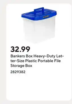 Staples Bankers Box Heavy-Duty Letter-Size Plastic Portable File Storage Box offer
