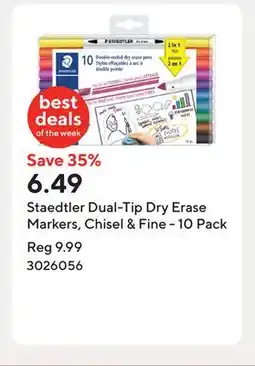 Staples Staedtler Dual-Tip Dry Erase Markers, Chisel & Fine - 10 Pack offer