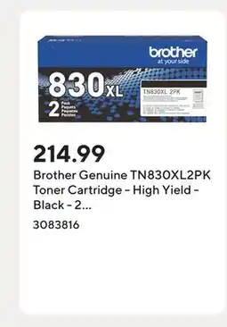 Staples Brother Genuine TN830XL2PK Toner Cartridge - High Yield - Black - 2 Pack offer