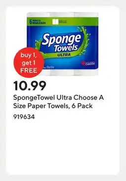 Staples SpongeTowel Ultra Choose A Size Paper Towels, 6 Pack offer