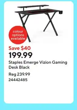Staples Staples Emerge Vizion Gaming Desk Black offer