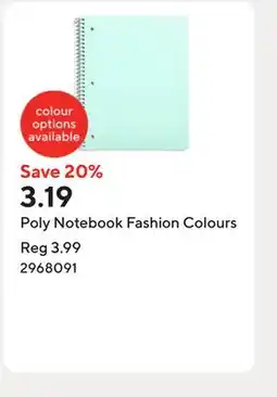 Staples Poly Notebook Fashion Colours offer
