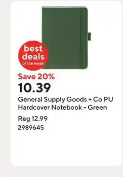 Staples General Supply Goods + Co PU Hardcover Notebook - Green offer