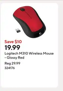 Staples Logitech M310 Wireless Mouse - Glossy Red offer
