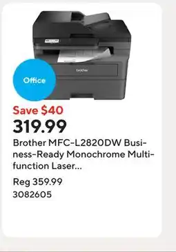 Staples Brother MFC-L2820DW Business-Ready Monochrome Multifunction Laser Printer offer