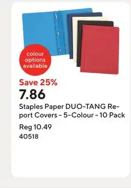 Staples Staples Paper DUO-TANG Report Covers - 5-Colour - 10 Pack offer