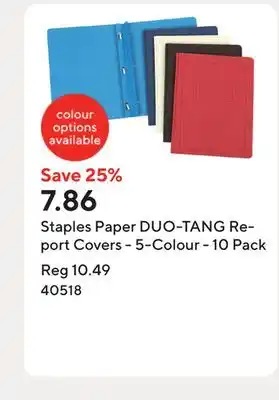 Staples Staples Paper DUO-TANG Report Covers - 5-Colour - 10 Pack offer
