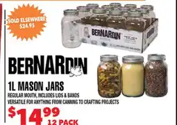 Len's Mill Stores BERNARDIN 1L MASON JARS offer