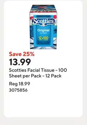 Staples Scotties Facial Tissue - 100 Sheet per Pack - 12 Pack offer