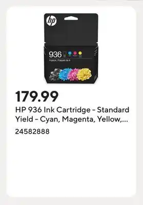 Staples HP 936 Ink Cartridge - Standard Yield - Cyan, Magenta, Yellow, Black - 4 Pack offer