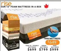 The Sleep Factory SUN 12 FOAM MATTRESS IN A BOX offer