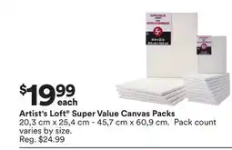 Michaels Artist's Loft Super Value Canvas Packs offer