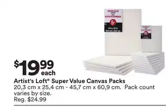 Michaels Artist's Loft Super Value Canvas Packs offer