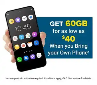 Visions Electronics get 60GB for as low as $40 When you Bring your Own Phone offer