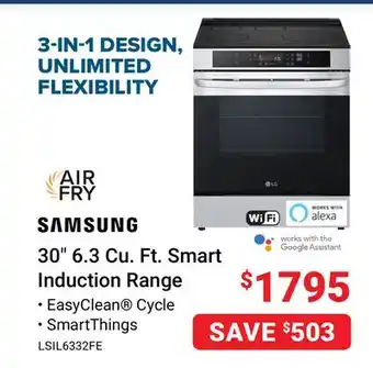 Visions Electronics 30 6.3 Cu. Ft. Smart Induction Range offer