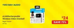 Visions Electronics eLinkRechargeable Wireless Video Doorbell offer