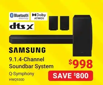 Visions Electronics Q-Symphony 9.1. 4-Channel Soundbar System offer