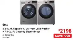 Visions Electronics 5.2 cu. ft. Capacity AI DD Front Load Washer + 7.4 Cu. Ft. Capacity Electric Dryer offer