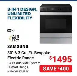 Visions Electronics 30 6.3 Cu. Ft. Bespoke Electric Range offer