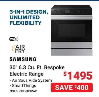Visions Electronics 30 6.3 Cu. Ft. Bespoke Electric Range offer