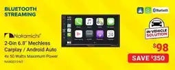 Visions Electronics 2-Din 6.8 Mechless Carplay / Android Auto offer