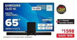 Visions Electronics Samsung 65 Q82DA Smart TV + 2.1-Channel Soundbar System offer