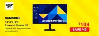 Visions Electronics SAMSUNG 24 IPS LED Essential Monitor S3 offer