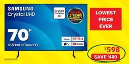 Visions Electronics Samsung 70 DU7100 4K Smart TV offer