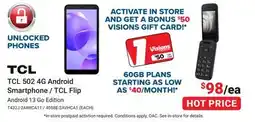 Visions Electronics TCL 502 4G Android Smartphone / TCL Flip offer