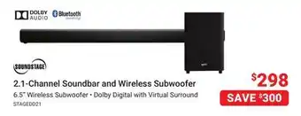 Visions Electronics 2.1-Channel Soundbar and Wireless Subwoofer offer