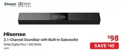 Visions Electronics Dolby Digital Plus 2.1-Channel Soundbar with Built-in Subwoofer offer