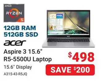 Visions Electronics Aspire 3 15.6 R5-5500U Laptop offer