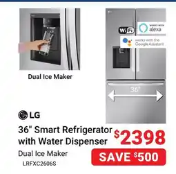 Visions Electronics 36' Smart Refrigerator with Water Dispenser offer